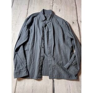 Abercrombie & Fitch Button Down Shirt Mens M Gray Double Gauze Long Sleeve